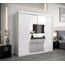 KRYSPOL Schwebetürenschrank Madryt 200 cm mit Spiegel Kleiderschrank mit Kleiderstange und Einlegeboden Schlafzimmer- Wohnzimmerschrank Schiebetüren Modern Design (Weiß)