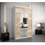 KRYSPOL Schwebetürenschrank Madryt 150 cm mit Spiegel Kleiderschrank mit Kleiderstange und Einlegeboden Schlafzimmer- Wohnzimmerschrank Schiebetüren Modern Design (Weiß + Sonoma mit Erweiterung)