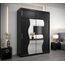 KRYSPOL Schwebetürenschrank Madryt 180 cm mit Spiegel Kleiderschrank mit Kleiderstange und Einlegeboden Schlafzimmer- Wohnzimmerschrank Schiebetüren Modern Design (Schwarz mit Erweiterung)