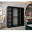 KRYSPOL Schwebetürenschrank Madryt 180 cm mit Spiegel Kleiderschrank Kleiderstange und Einlegeboden Schlafzimmer- Wohnzimmerschrank Schiebetüren Modern Design (Schwarz + Artisan Eiche)