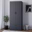 URBNLIVING Schwarzer Holzschrank für Schlafzimmer, Kommode, Schminktisch, Kleiderschrank mit 2 Türen
