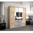 KRYSPOL Schwebetürenschrank Madryt 180 cm mit Spiegel Kleiderschrank mit Kleiderstange und Einlegeboden Schlafzimmer- Wohnzimmerschrank Schiebetüren Modern Design (Sonoma)
