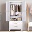 Anewome 180,3 cm Metallschrank Kleiderschrank mit 2 Schubladen, freistehend, 2-türig, hohe Kleideraufbewahrung mit verstellbaren Regalen und Kleiderstange, für Schlafzimmer, Wohnheim, Weiß