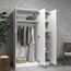 3 Türen Spiegelschrank für Schlafzimmer Schlafzimmer Möbel Robe mit 6 Staufächern, Kleiderstange, 115,4 x 50 x 180 cm (Weiß)