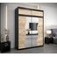 KRYSPOL Schwebetürenschrank Madryt 180 cm mit Spiegel Kleiderschrank mit Kleiderstange und Einlegeboden Schlafzimmer- Wohnzimmerschrank Schiebetüren Modern Design (Schwarz + Sonoma mit Erweiterung)