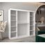 KRYSPOL Schwebetürenschrank Madryt 200 cm mit Spiegel Kleiderschrank mit Kleiderstange und Einlegeboden Schlafzimmer- Wohnzimmerschrank Schiebetüren Modern Design (Weiß + Schwarz)