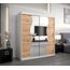 KRYSPOL Schwebetürenschrank Madryt 180 cm mit Spiegel Kleiderschrank mit Kleiderstange und Einlegeboden Schlafzimmer- Wohnzimmerschrank Schiebetüren Modern Design (Weiß + Artisan Eiche)