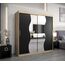 KRYSPOL Schwebetürenschrank Madryt 200 cm mit Spiegel Kleiderschrank mit Kleiderstange und Einlegeboden Schlafzimmer- Wohnzimmerschrank Schiebetüren Modern Design (Sonoma + Schwarz)