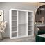 KRYSPOL Schwebetürenschrank Madryt 180 cm mit Spiegel Kleiderschrank mit Kleiderstange und Einlegeboden Schlafzimmer- Wohnzimmerschrank Schiebetüren Modern Design (Weiß + Sonoma)
