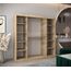 KRYSPOL Schwebetürenschrank Madryt 200 cm mit Spiegel Kleiderschrank mit Kleiderstange und Einlegeboden Schlafzimmer- Wohnzimmerschrank Schiebetüren Modern Design (Sonoma + Schwarz)