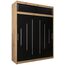 Kryspol Schwebetürenschrank York 180 cm Kleiderschrank mit Kleiderstange und Einlegeboden Schlafzimmer- Wohnzimmerschrank Schiebetüren Modern Design (Artisan Eiche + Schwarz mit Erweiterung)