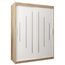 MEBLE KRYSPOL - Kleiderschrank, Schlafzimmerschrank - Schrank Zwei Türen - 4 Fachböden, 2 Stangen, Fachboden - Garderobenschrank York, Körperfarbe Sonoma, Frontfarbe Weiß - 150x62x200cm