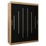 MEBLE KRYSPOL - Kleiderschrank, Schlafzimmerschrank - Schrank Zwei Türen - 4 Fachböden, 2 Stangen, Fachboden - Garderobenschrank York, Körperfarbe Artisan, Frontfarbe Schwarz - 150x62x200cm