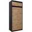 Kryspol Schwebetürenschrank York 100 cm Kleiderschrank mit Kleiderstange und Einlegeboden Schlafzimmer- Wohnzimmerschrank Schiebetüren Modern Design (Schwarz + Artisan Eiche mit Erweiterung)