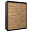 MEBLE KRYSPOL - Kleiderschrank, Schlafzimmerschrank - Schrank Zwei Türen - 4 Fachböden, 2 Stangen, Fachboden - Garderobenschrank York, Körperfarbe Schwarz, Frontfarbe Artisan - 150x62x200cm