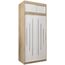 Kryspol Schwebetürenschrank York 100 cm Kleiderschrank mit Kleiderstange und Einlegeboden Schlafzimmer- Wohnzimmerschrank Schiebetüren Modern Design (Sonoma + Weiß mit Erweiterung)