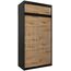 Kryspol Schwebetürenschrank York 120 cm Kleiderschrank mit Kleiderstange und Einlegeboden Schlafzimmer- Wohnzimmerschrank Schiebetüren Modern Design (Schwarz + Artisan Eiche mit Erweiterung)