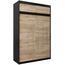 Kryspol Schwebetürenschrank York 150 cm Kleiderschrank mit Kleiderstange und Einlegeboden Schlafzimmer- Wohnzimmerschrank Schiebetüren Modern Design (Schwarz + Sonoma mit Erweiterung)