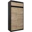 Kryspol Schwebetürenschrank York 120 cm Kleiderschrank mit Kleiderstange und Einlegeboden Schlafzimmer- Wohnzimmerschrank Schiebetüren Modern Design (Schwarz + Sonoma mit Erweiterung)