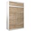 Kryspol Schwebetürenschrank York 150 cm Kleiderschrank mit Kleiderstange und Einlegeboden Schlafzimmer- Wohnzimmerschrank Schiebetüren Modern Design (Weiß + Sonoma mit Erweiterung)