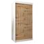 MEBLE KRYSPOL - Kleiderschrank, Schlafzimmerschrank - Schrank Zwei Türen - 4 Fachböden, 2 Stangen, Fachboden - Garderobenschrank York, Körperfarbe Weiß, Frontfarbe Artisan - 100x62x200cm