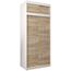 Kryspol Schwebetürenschrank York 100 cm Kleiderschrank mit Kleiderstange und Einlegeboden Schlafzimmer- Wohnzimmerschrank Schiebetüren Modern Design (Weiß + Sonoma mit Erweiterung)
