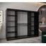 KRYSPOL Schwebetürenschrank Madryt 250 cm mit Spiegel Kleiderschrank mit Kleiderstange und Einlegeboden Schlafzimmer- Wohnzimmerschrank Schiebetüren Modern Design (Schwarz + Sonoma)