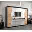 KRYSPOL Schwebetürenschrank Madryt 250 cm mit Spiegel Kleiderschrank mit Kleiderstange und Einlegeboden Schlafzimmer- Wohnzimmerschrank Schiebetüren Modern Design (Schwarz + Artisan Eiche)