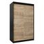 MEBLE KRYSPOL - Kleiderschrank, Schlafzimmerschrank - Schrank Zwei Türen - 4 Fachböden, 2 Stangen, Fachboden - Garderobenschrank York, Körperfarbe Schwarz, Frontfarbe Sonoma - 120x62x200cm