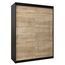 MEBLE KRYSPOL - Kleiderschrank, Schlafzimmerschrank - Schrank Zwei Türen - 4 Fachböden, 2 Stangen, Fachboden - Garderobenschrank York, Körperfarbe Schwarz, Frontfarbe Sonoma - 150x62x200cm