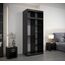 Kryspol Schwebetürenschrank York 100 cm Kleiderschrank mit Kleiderstange und Einlegeboden Schlafzimmer- Wohnzimmerschrank Schiebetüren Modern Design (Schwarz + Artisan Eiche mit Erweiterung)