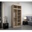 Kryspol Schwebetürenschrank York 100 cm Kleiderschrank mit Kleiderstange und Einlegeboden Schlafzimmer- Wohnzimmerschrank Schiebetüren Modern Design (Sonoma + Schwarz mit Erweiterung)