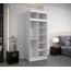 Kryspol Schwebetürenschrank York 100 cm Kleiderschrank mit Kleiderstange und Einlegeboden Schlafzimmer- Wohnzimmerschrank Schiebetüren Modern Design (Weiß + Schwarz mit Erweiterung)