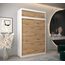 Kryspol Schwebetürenschrank York 150 cm Kleiderschrank mit Kleiderstange und Einlegeboden Schlafzimmer- Wohnzimmerschrank Schiebetüren Modern Design (Weiß + Artisan Eiche mit Erweiterung)