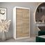 MEBLE KRYSPOL - Kleiderschrank, Schlafzimmerschrank - Schrank Zwei Türen - 4 Fachböden, 2 Stangen, Fachboden - Garderobenschrank York, Körperfarbe Weiß, Frontfarbe Sonoma - 100x62x200cm