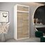 Kryspol Schwebetürenschrank York 100 cm Kleiderschrank mit Kleiderstange und Einlegeboden Schlafzimmer- Wohnzimmerschrank Schiebetüren Modern Design (Weiß + Sonoma mit Erweiterung)