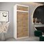 Kryspol Schwebetürenschrank York 100 cm Kleiderschrank mit Kleiderstange und Einlegeboden Schlafzimmer- Wohnzimmerschrank Schiebetüren Modern Design (Weiß + Artisan Eiche mit Erweiterung)