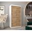 MEBLE KRYSPOL - Kleiderschrank, Schlafzimmerschrank - Schrank Zwei Türen - 4 Fachböden, 2 Stangen, Fachboden - Garderobenschrank York, Körperfarbe Weiß, Frontfarbe Artisan - 100x62x200cm