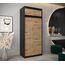 Kryspol Schwebetürenschrank York 100 cm Kleiderschrank mit Kleiderstange und Einlegeboden Schlafzimmer- Wohnzimmerschrank Schiebetüren Modern Design (Schwarz + Artisan Eiche mit Erweiterung)