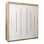 MEBLE KRYSPOL - Kleiderschrank, Schlafzimmerschrank - Schrank Zwei Türen - 4 Fächer rechts, Links, 2 Stangen, Fach - Garderobenschrank York, Körperfarbe Sonoma, Frontfarbe Weiß - 180x62x200cm