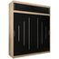 Kryspol Schwebetürenschrank York 200 cm Kleiderschrank mit Kleiderstange und Einlegeboden Schlafzimmer- Wohnzimmerschrank Schiebetüren Modern Design (Sonoma + Schwarz mit Erweiterung)
