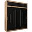 Kryspol Schwebetürenschrank York 200 cm Kleiderschrank mit Kleiderstange und Einlegeboden Schlafzimmer- Wohnzimmerschrank Schiebetüren Modern Design (Artisan Eiche + Schwarz mit Erweiterung)