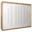 MEBLE KRYSPOL - Kleiderschrank, Schlafzimmerschrank - Schrank DREI Türen - 4 Fächer rechts, Links, 2 Stangen, Fach - Garderobenschrank York, Körperfarbe Artisan, Frontfarbe Weiß - 250x62x200cm