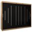MEBLE KRYSPOL - Kleiderschrank, Schlafzimmerschrank - Schrank DREI Türen - 4 Fächer rechts, Links, 2 Stangen, Fach - Garderobenschrank York, Körperfarbe Artisan, Frontfarbe Schwarz - 250x62x200cm