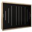 MEBLE KRYSPOL - Kleiderschrank, Schlafzimmerschrank - Schrank DREI Türen - 4 Fächer rechts, Links, 2 Stangen, Fach - Garderobenschrank York, Körperfarbe Sonoma, Frontfarbe Schwarz - 250x62x200cm