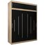 Kryspol Schwebetürenschrank York 180 cm Kleiderschrank mit Kleiderstange und Einlegeboden Schlafzimmer- Wohnzimmerschrank Schiebetüren Modern Design (Sonoma + Schwarz mit Erweiterung)