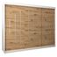 MEBLE KRYSPOL - Kleiderschrank, Schlafzimmerschrank - Schrank DREI Türen - 4 Fächer rechts, Links, 2 Stangen, Fach - Garderobenschrank York, Körperfarbe Weiß, Frontfarbe Artisan - 250x62x200cm