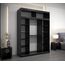 Kryspol Schwebetürenschrank York 180 cm Kleiderschrank mit Kleiderstange und Einlegeboden Schlafzimmer- Wohnzimmerschrank Schiebetüren Modern Design (Schwarz + Sonoma mit Erweiterung)