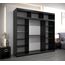 Kryspol Schwebetürenschrank York 250 cm Kleiderschrank mit Kleiderstange und Einlegeboden Schlafzimmer- Wohnzimmerschrank Schiebetüren Modern Design (Schwarz + Artisan Eiche mit Erweiterung)