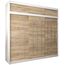 Kryspol Schwebetürenschrank York 250 cm Kleiderschrank mit Kleiderstange und Einlegeboden Schlafzimmer- Wohnzimmerschrank Schiebetüren Modern Design (Weiß + Sonoma mit Erweiterung)